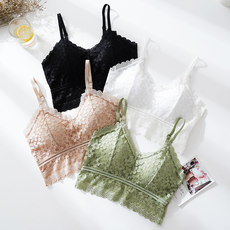 One piece Seamless Camisole Ve - Lace Bralette Set 评论和价格